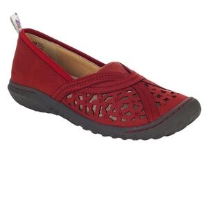 JBU Berry Red‎ Slip On Flat Boat Shoes Women Size 9.5W